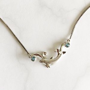 💥HOST PICK💥 Diamond & Blue Topaz Dolphin Necklace